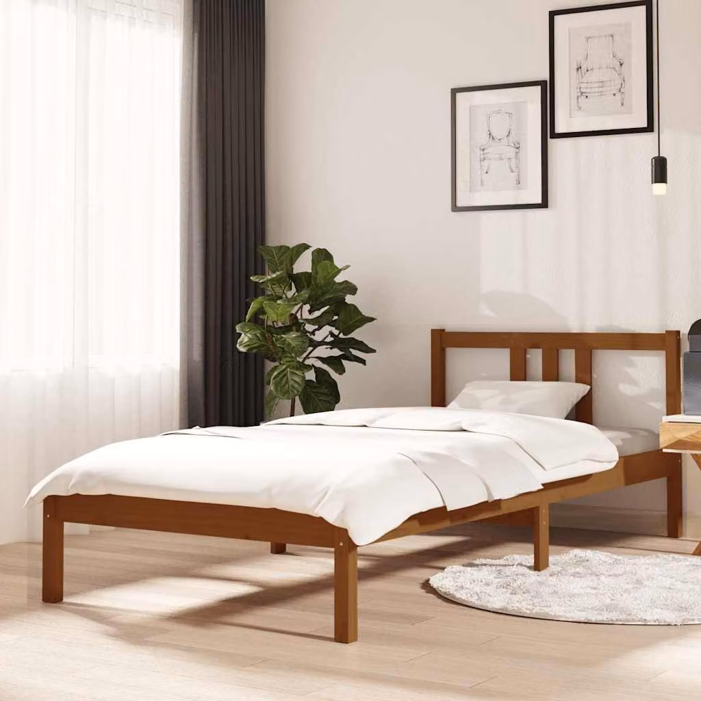 vidaXL Giroletto in Legno Massello di Pino Ambra con Doghe Rigide L/P: 90 x 200 cm
