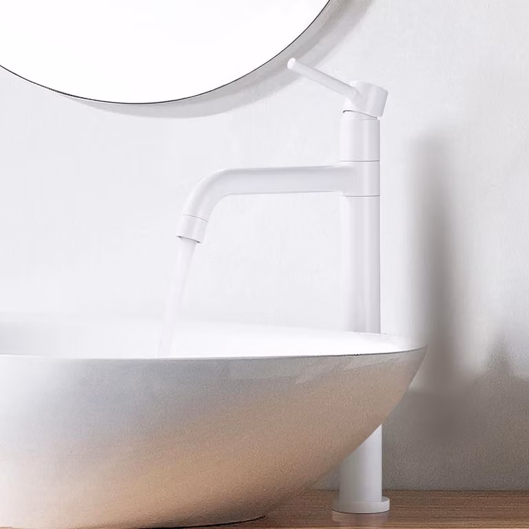 Rubinetto da bagno, finitura bianca, in ottone, altezza 32,8 cm