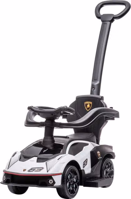 Macchinina per Bambini 2 in 1 AIYAPLAY con Maniglione e Barriera di Sicurezza, Bianco e Nero, L: 86,5 cm, P: 40 cm, H: 89,5 cm