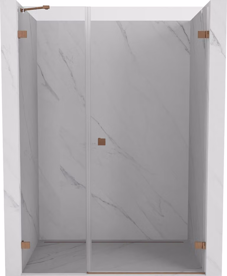 Mexen Lunar-B porta doccia a battente destra 150 cm, trasparente, rame spazzolato - 832S-150-050-65-00-P