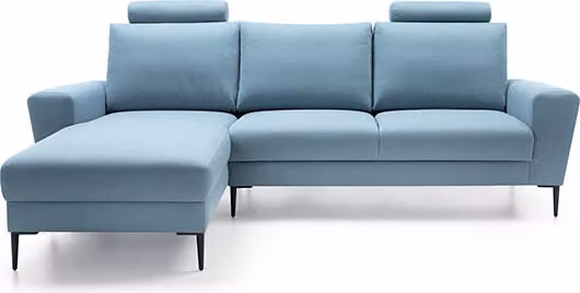 Divano ad angolo Divano ad angolo imbottito blu-grigio Recamiere sinistra