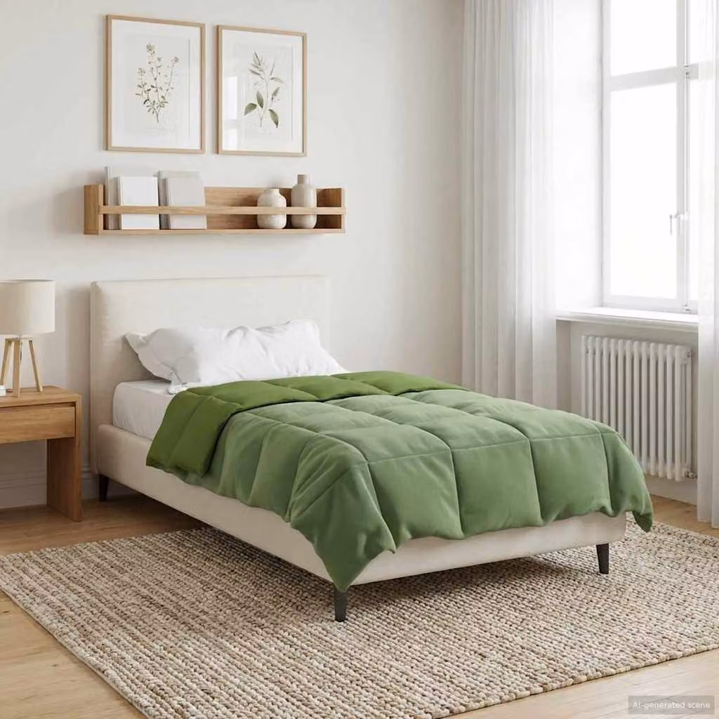 Piumone Completo Annuale 4 Stagioni vidaXL in Microfibra Reversibile Verde L: 135 cm x P: 220 cm