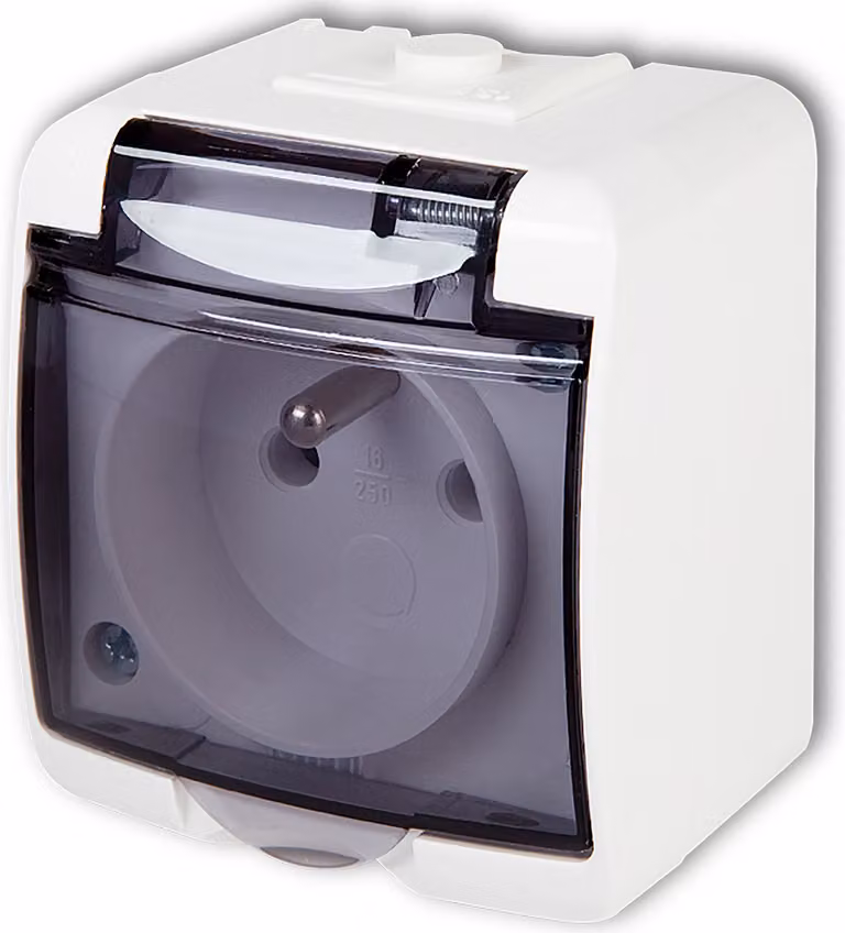 Presa di corrente ermetica a parete singola con bullone IP54 KARLIK Bianco
