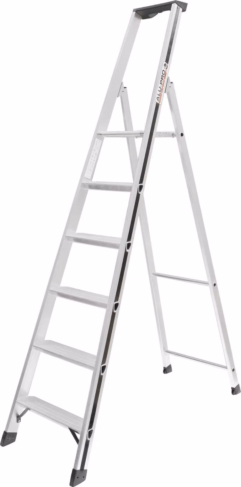 Scaletta Hymer Alu Pro, 6 gradini, altezza verticale 1,95 m, altezza di sbraccio 3,35 m, peso 6,06 kg