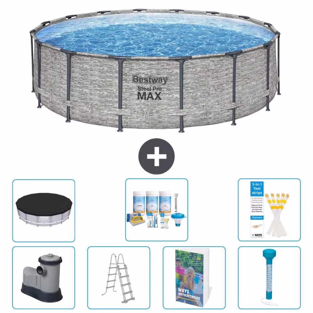 Piscina gonfiabile Bestway Steel Pro MAX, rotonda, 488x122 cm, composta da 6 parti, modello S574