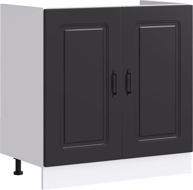 Mobile base lavello da cucina Kalmar Nero in MDF opaco L: 80 cm, P: 46 cm, H: 81,5 cm
