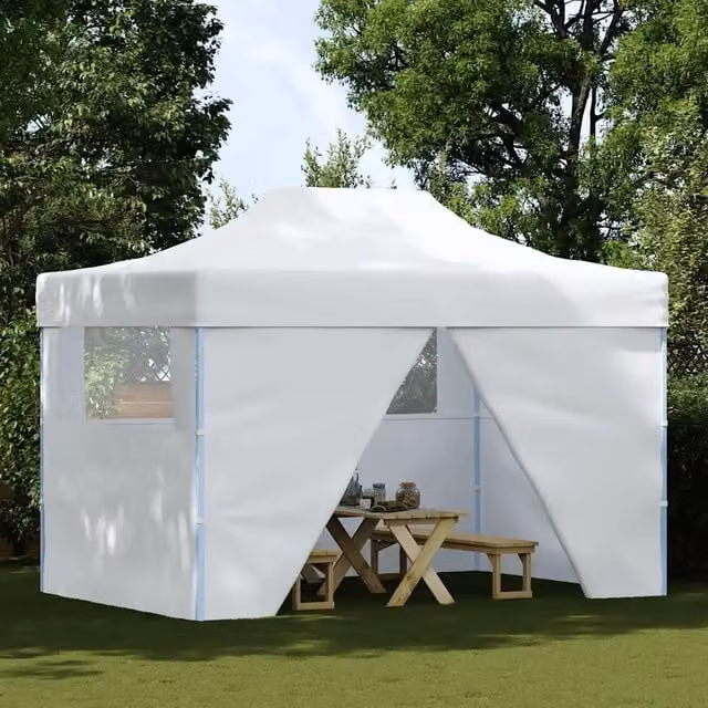Gazebo | Pergolato Professionale Pieghevole 4 Pareti 280x410x315 cm Acciaio Bianco