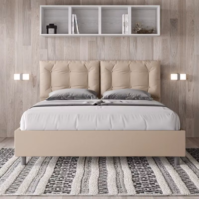 Letto matrimoniale imbottito Annalisa Ityhome in similpelle con rete L: 160 cm, P: 222 cm, H: 110 cm – 2