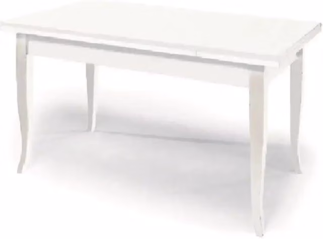 Tavolo da pranzo allungabile fino 220 cm in legno massello e mdf con rifinitura in bianco opaco 140x80x75 H chiuso