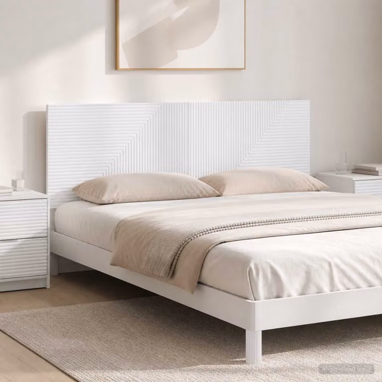 Testiera da muro vidaXL HAARLEM in legno ingegnerizzato bianco con ripiano integrato e scomparti laterali