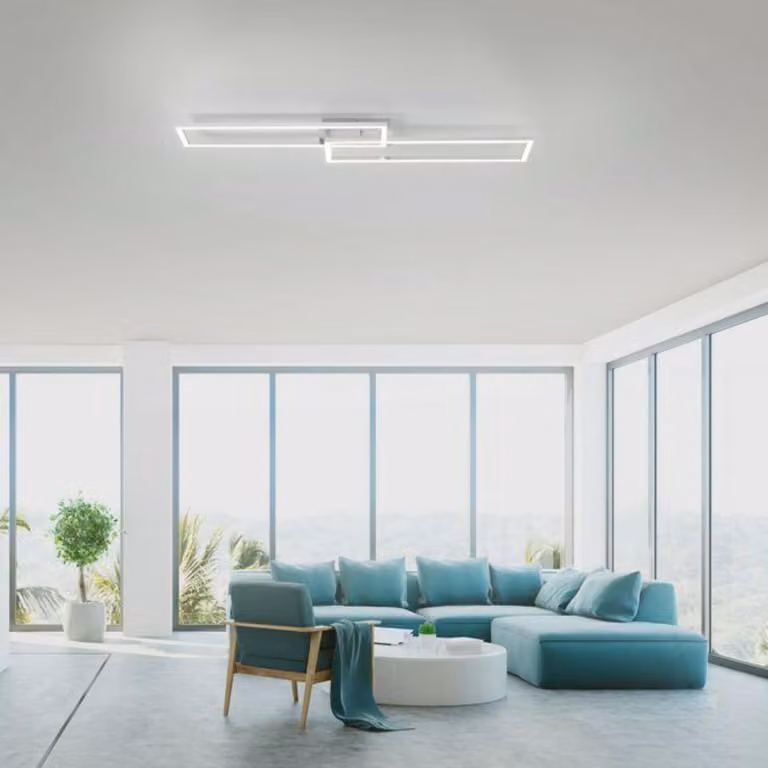 Plafoniera LED, dimmerabile, colore acciaio, L 102 cm