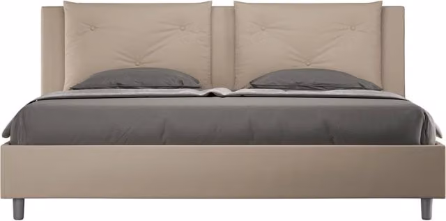 BS COM Letto matrimoniale king size senza rete imbottito 200x200 similpelle tortora
