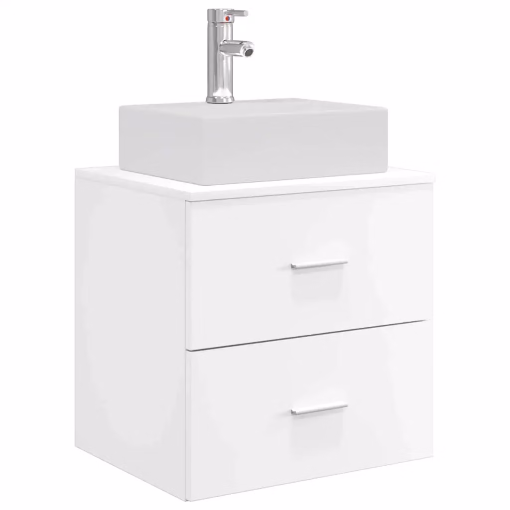 Mobile Lavabo da Parete Moderno vidaXL Bianco con Cassetti e Ante L/P/H: 49,5 x 41,0 x 62,5 cm – 2