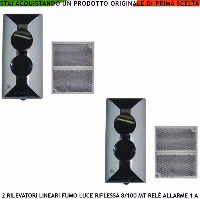 Set di 2 barriere a infrarossi lineari Securvera per rilevamento fumo con luce opacizzata e relè di allarme, alimentazione 12/24 V, montaggio a parete in plastica