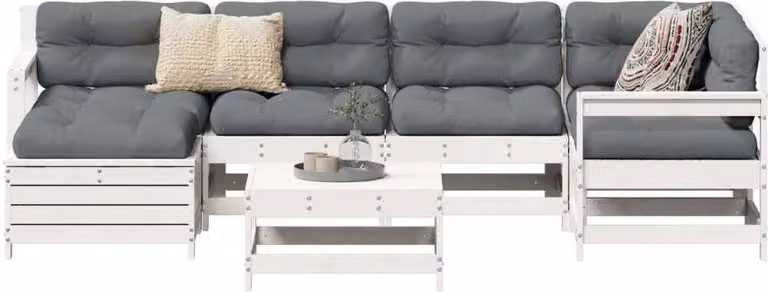 Maison Exclusive - Set Divani da Giardino 7 pz Bianco in Legno Massello di Pino