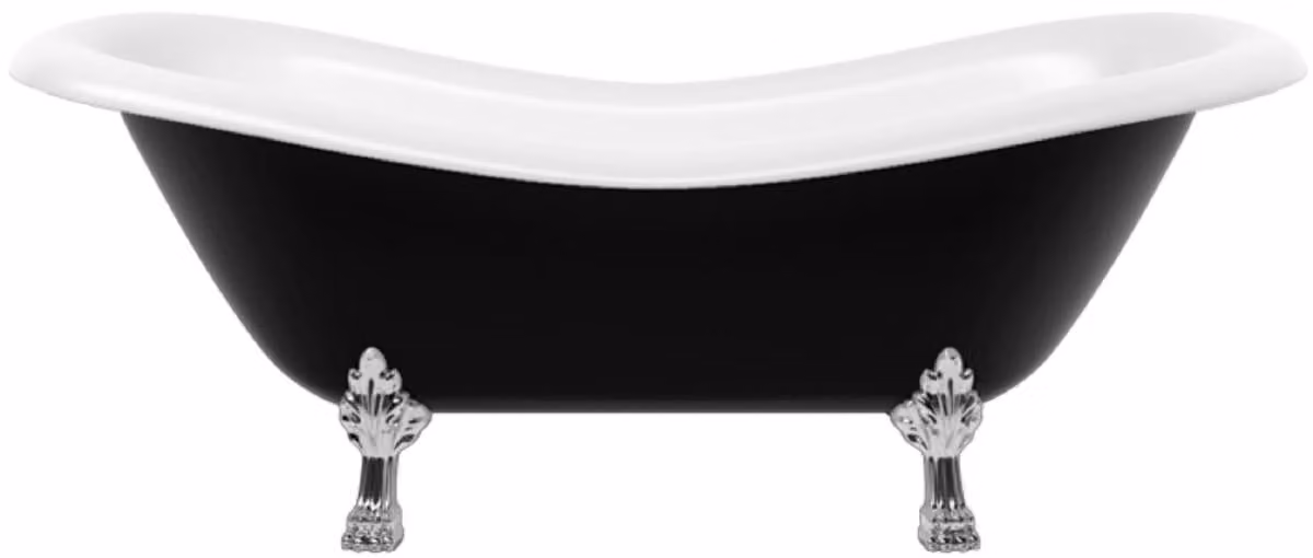 Casa Padrino Vasca da bagno in stile liberty nero / bianco / argento 188 cm - Vasca da bagno freestanding in stile retrò