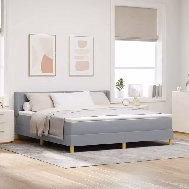 Letto a molle moderno vidaXL con testiera in tessuto grigio, L: 180 cm, P: 200 cm