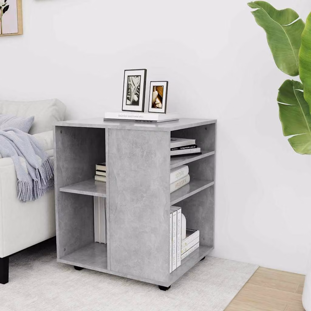 vidaXL Mobiletto con Ruote in Legno Multistrato Grigio Cemento L: 60 cm, P: 53 cm, H: 72 cm