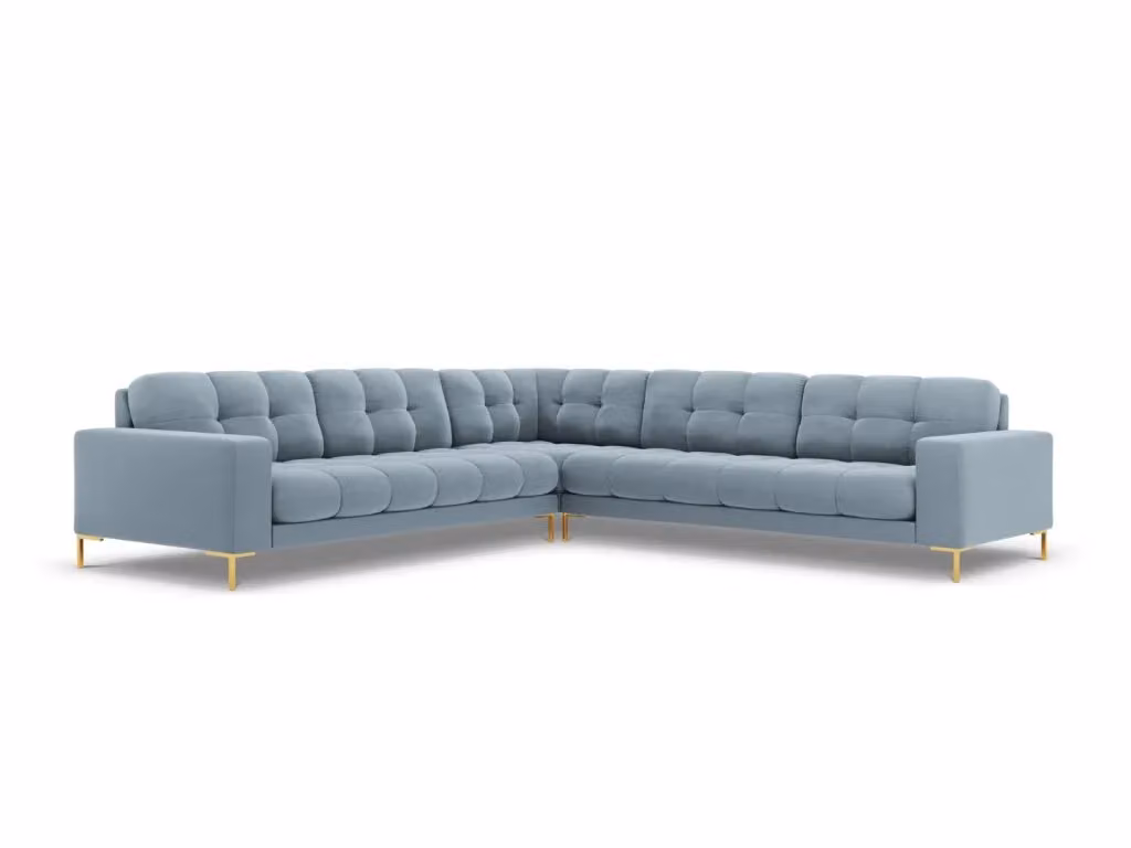 Divano angolare reversibile Bali Cosmopolitan Design in velluto azzurro per 6 persone L 256 cm x P 174 cm x H 93 cm – 2