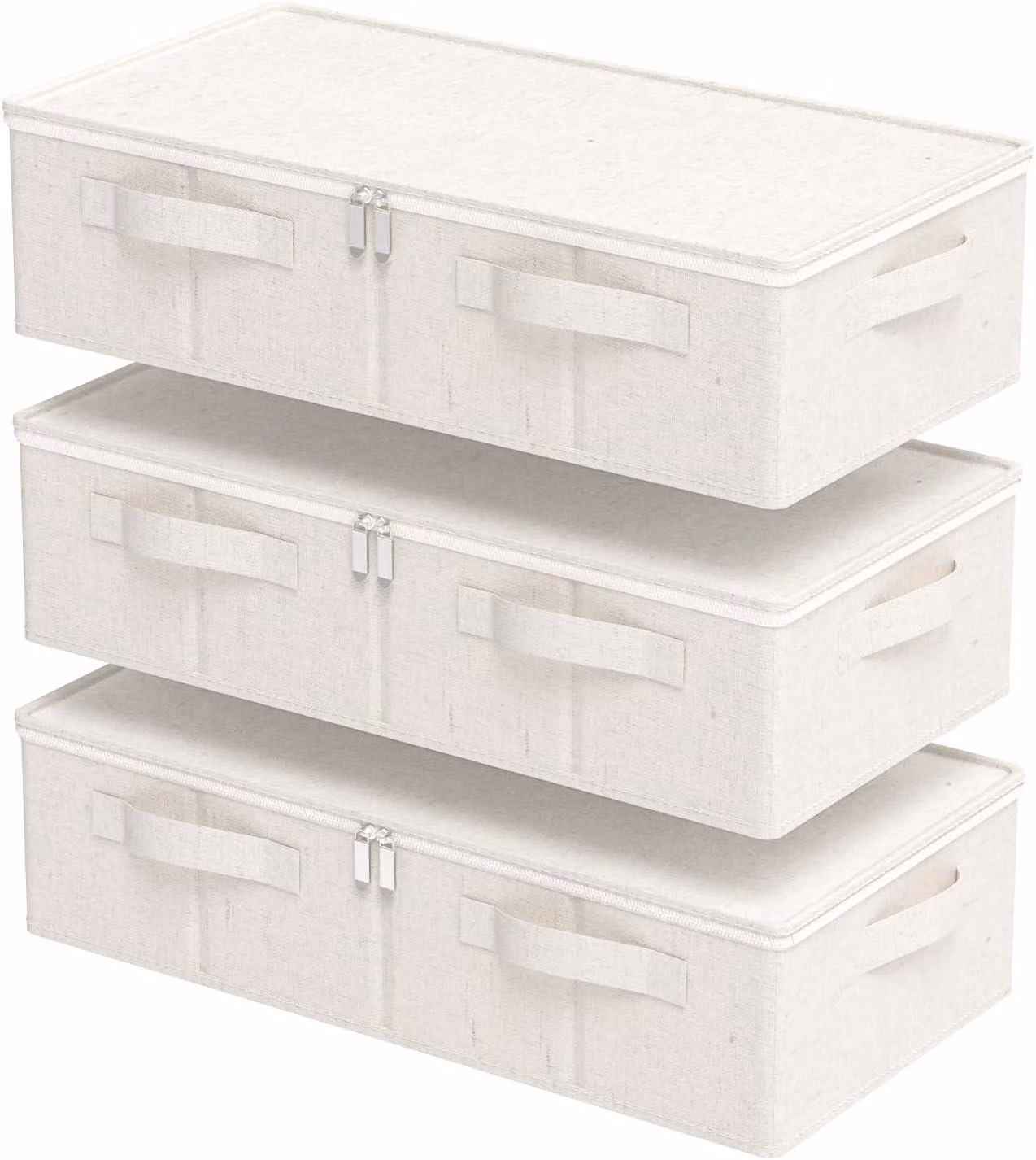 Confezione da 3 contenitori per l'organizzazione, dimensioni 60x30x15 cm, color beige, ideali per riporre abiti