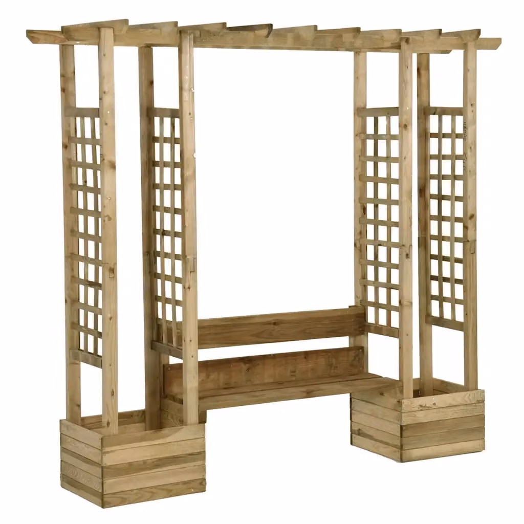 Pergola da Giardino vidaXL in Legno di Pino Rustico Marrone e Verde L/P/H: 230 x 198 x 60 cm – 2