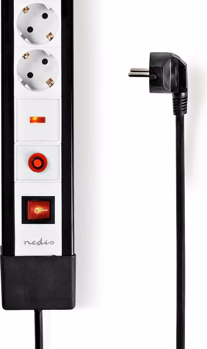 Presa multipla | Tipo F (CEE 7/7) | 10 vie | 3,00 m | 3680 W | 16 A | Tipo di messa a terra: contatti laterali | 230 V CA 50/60 Hz | Angolo di presa: 45 ° | H05VV-F 3G1,5mm² | Interruttore on/off | Nero