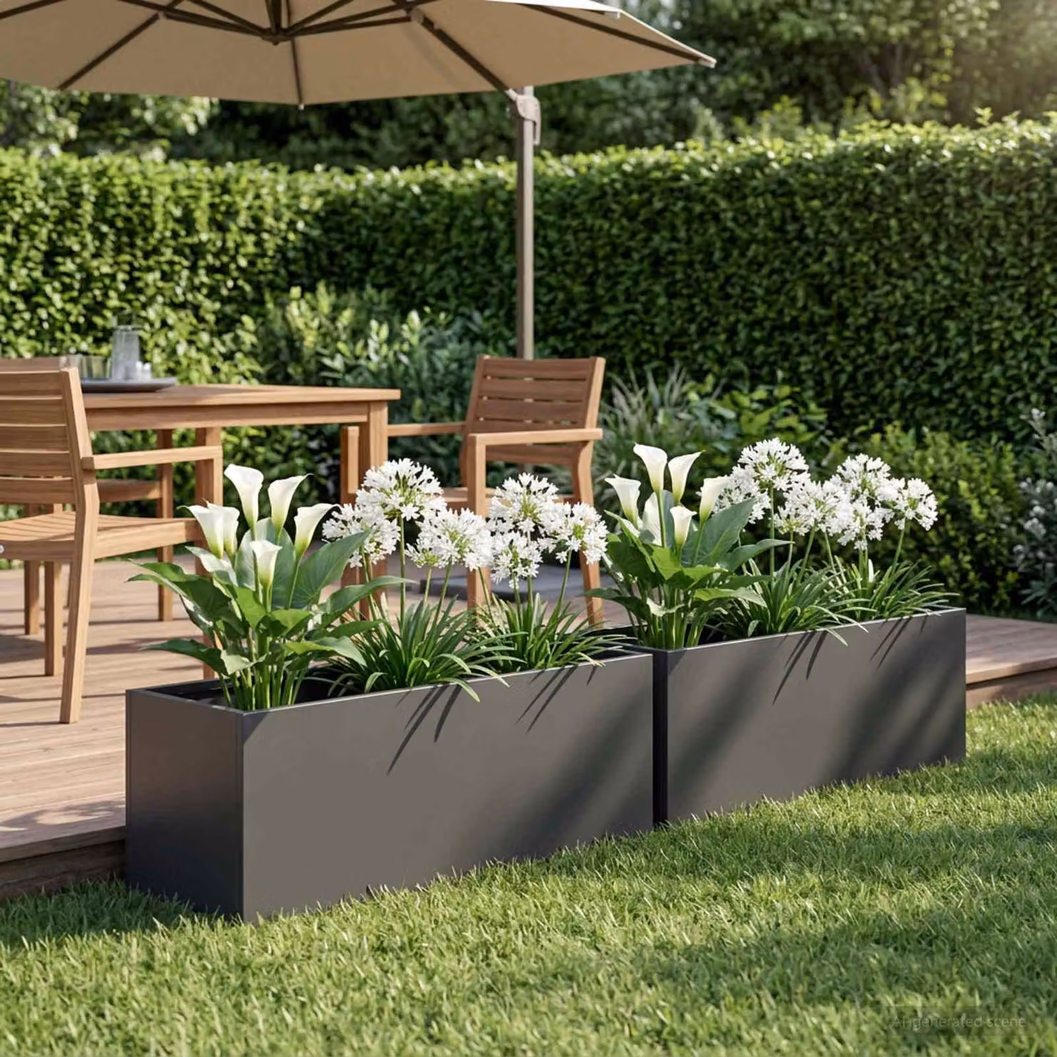 Set di 2 vasi da giardino vidaXL in metallo nero e antracite, H 40 x L 20 x P 20 cm