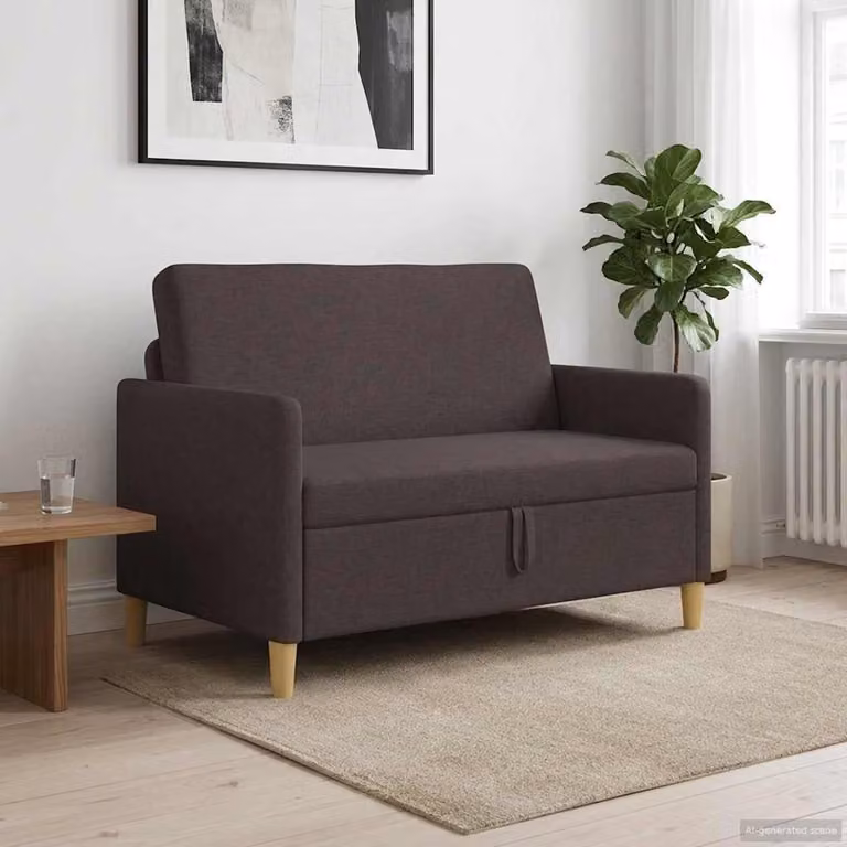 vidaXL Divano con Funzione Letto e Contenitore Marrone Moderno L: 122 cm, P: 78 cm, H: 87 cm