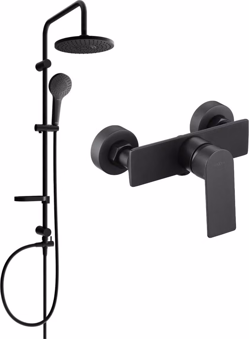 Mexen Erik set doccia esterno con soffione e miscelatore doccia Alexa, nero - 71240205-70