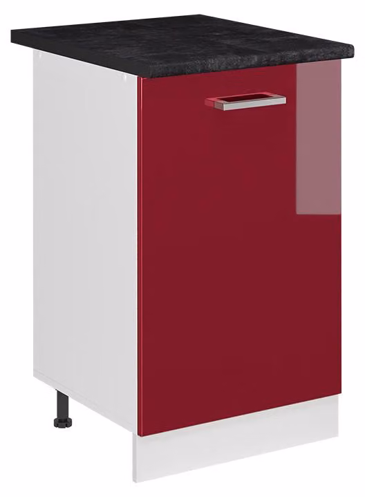 Mobiletto base cucina Vicco R-Line Rosso lucido/Bianco 50 cm piano di lavoro Antracite, Model 70132
