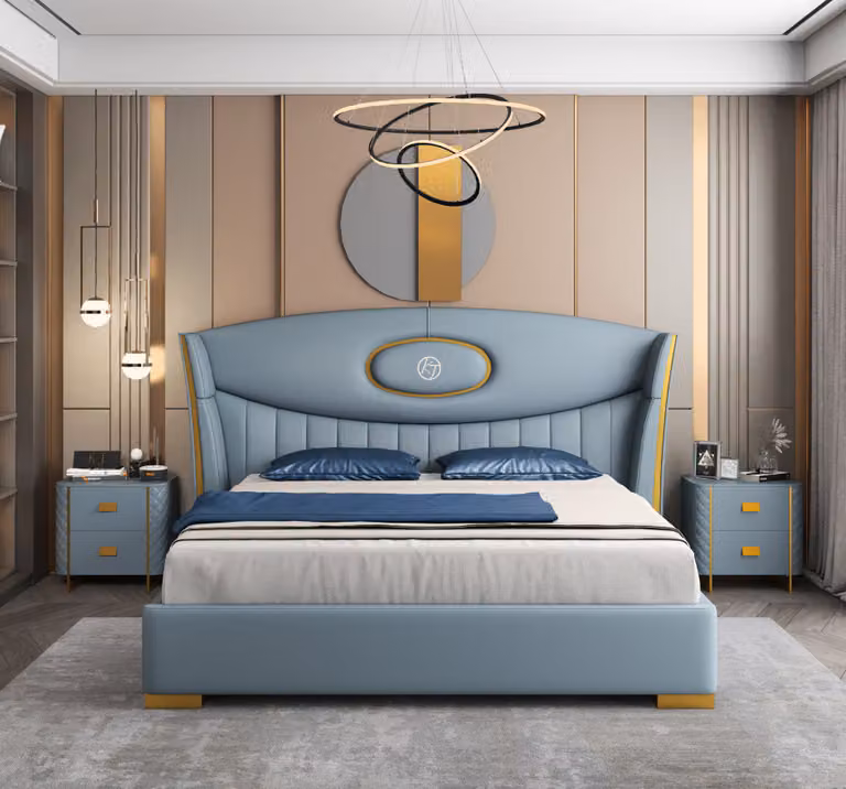 Italienische Designer Möbel Bett Doppel Schlazimmer 180x200cm Betten Leder