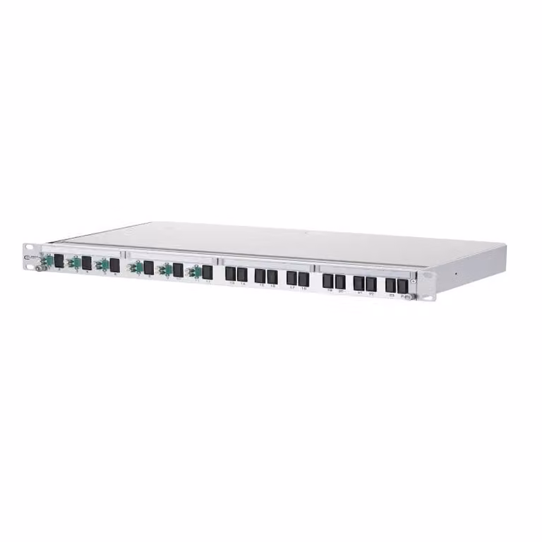 Metz Connect OpDAT PA Patchfeld splice 6xLC-D (azzurro), OM3, grigio 1502257706-E