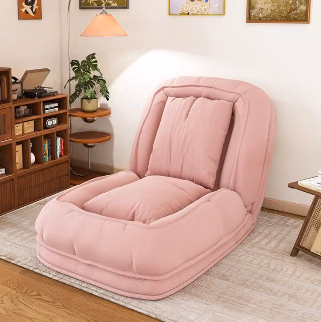 Divano letto pieghevole ULEVR rosa con schienale regolabile in 5 posizioni da 90¡ã a 180¡ã, struttura in metallo