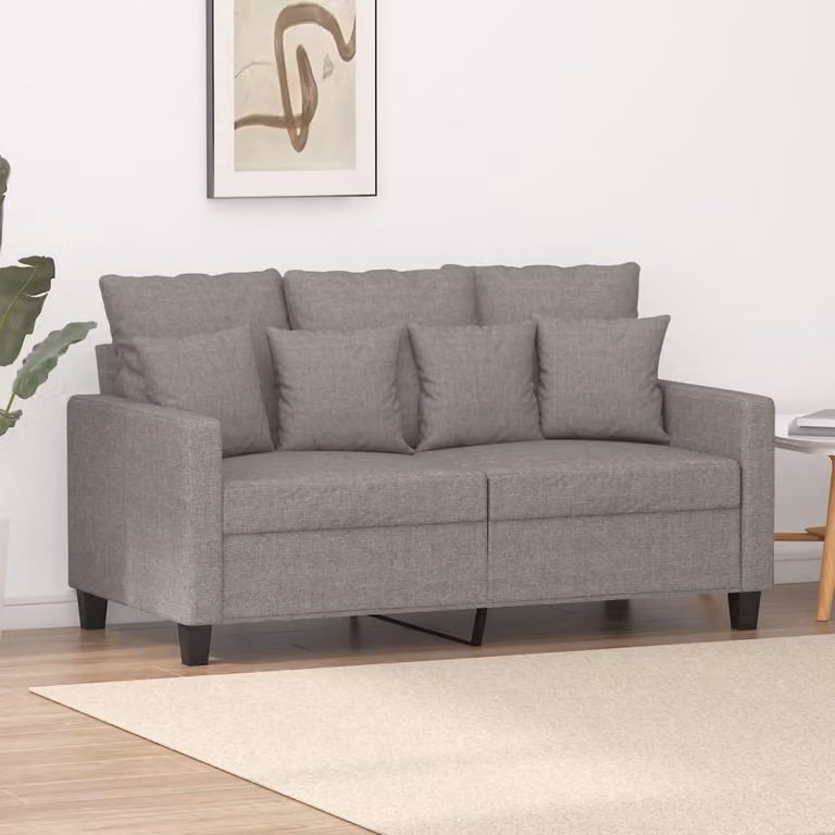 Divano a due posti, colore taupe, 120 cm, rivestito in tessuto