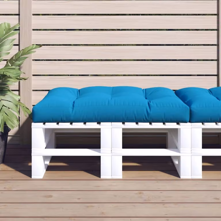 Cuscino per Pallet vidaXL Blu in Poliestere Idrorepellente e Resistente ai Raggi UV L: 120 cm, P: 80 cm, H: 12 cm