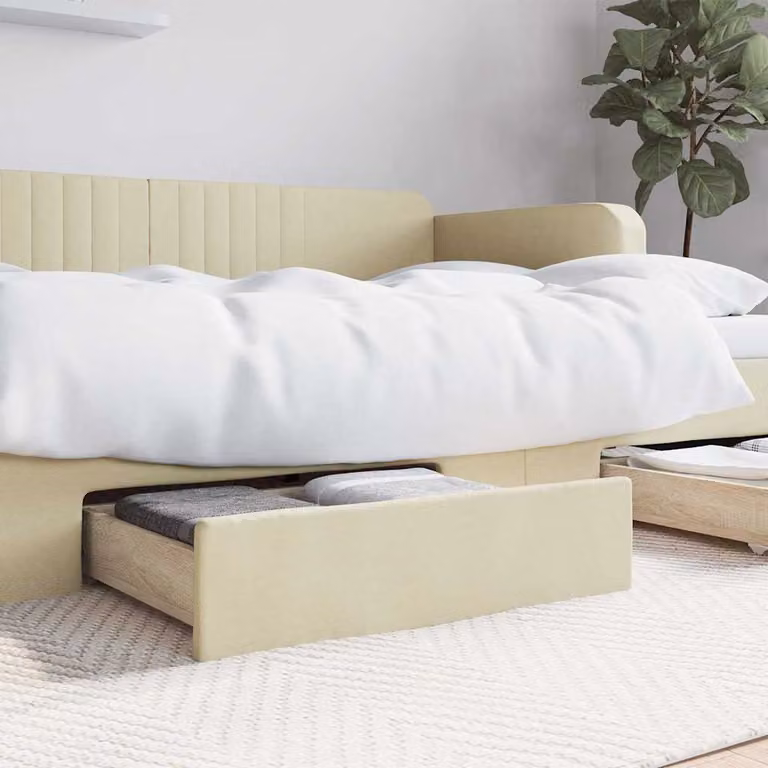 Set di 2 cassetti da letto vidaXL in legno multistrato e similpelle colore beige
