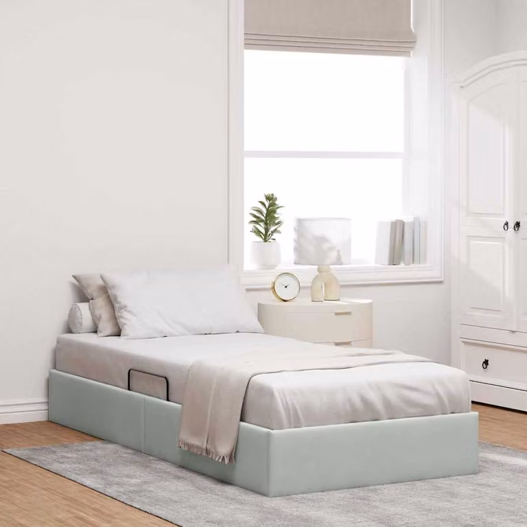 Letto con contenitore vidaXL in velluto grigio con base a sollevamento L/P: 100 x 200 cm