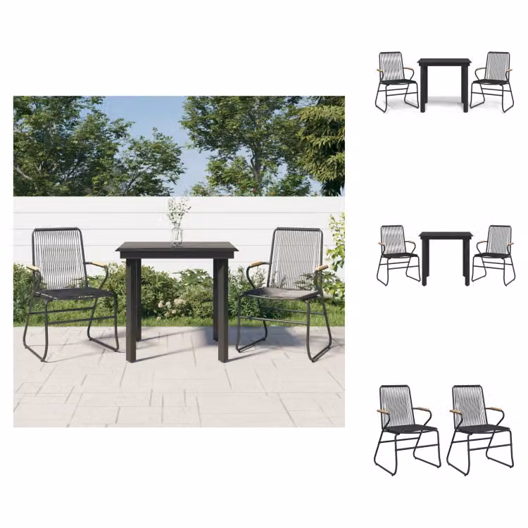 vidaXL Set da pranzo da giardino 3 pezzi in PVC rattan nero - Set di mobili da giardino