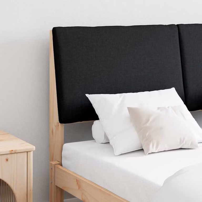 Testiera imbottita moderna vidaXL in pino massello, colore nero o marrone, Larghezza: 150 cm