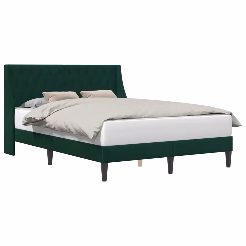 Struttura letto moderna in velluto verde con giroletto L/P: 140 x 190 cm – 2