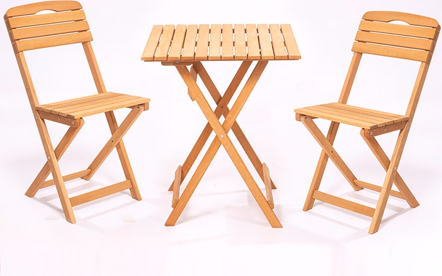 Skye Decor, set di tavolo e sedie da giardino di alta qualità (3 pezzi) in legno di faggio, colore marrone