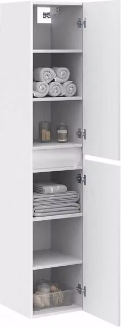 Armadio da bagno sospeso DESIGN IN bianco moderno con ante a battente e ripiani interni L/P/H: 33 x 34,5 x 160 cm