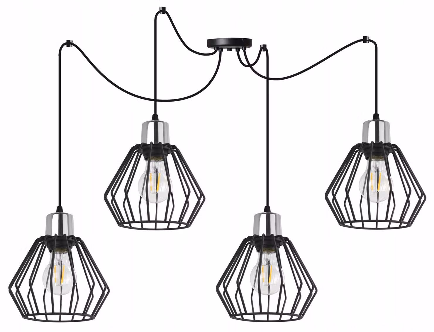 Lampada a sospensione, lampadario da soffitto, paralume in filo metallico, LED