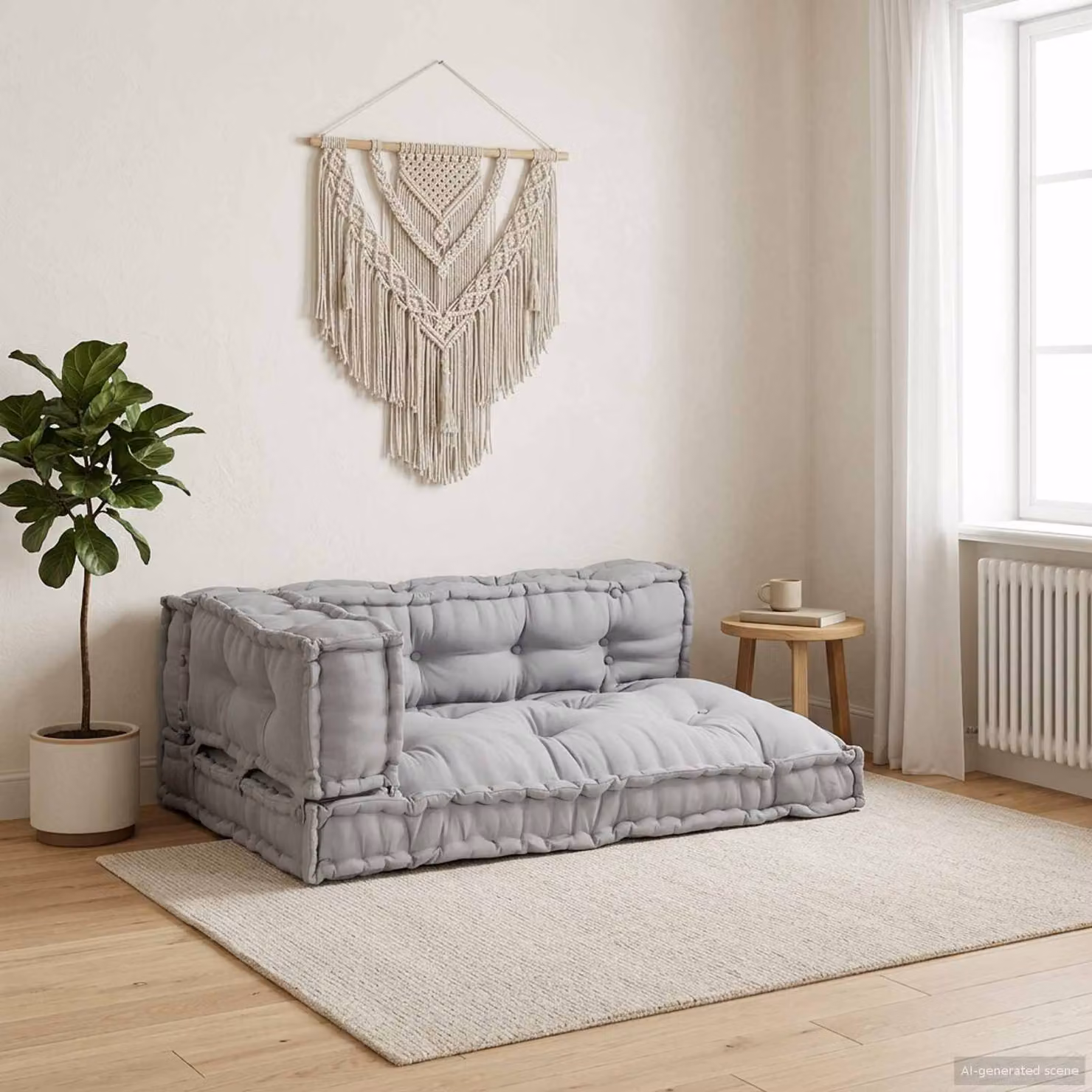 Set di 3 cuscini per divano pallet vidaXL in tessuto traspirante grigio L: 120 cm, P: 80 cm, H: 38 cm