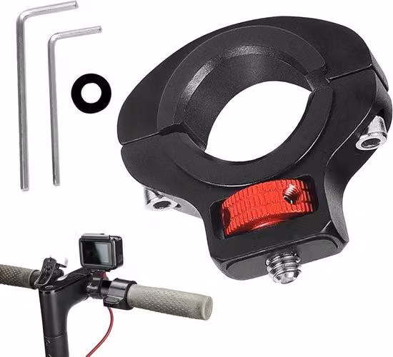 Protezione in alluminio per bicicletta - Supporto girevole a 360 gradi per action cam da montare sul manubrio - Adatto a diverse action cam con vite da 1/4 di pollice