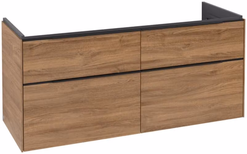 Villeroy & Boch Subway 3.0 armoire sous lavabo, éclairage LED, 4 tiroirs, lavabo au centre, 1272x576x478mm, C602L1RH, C602L1RH