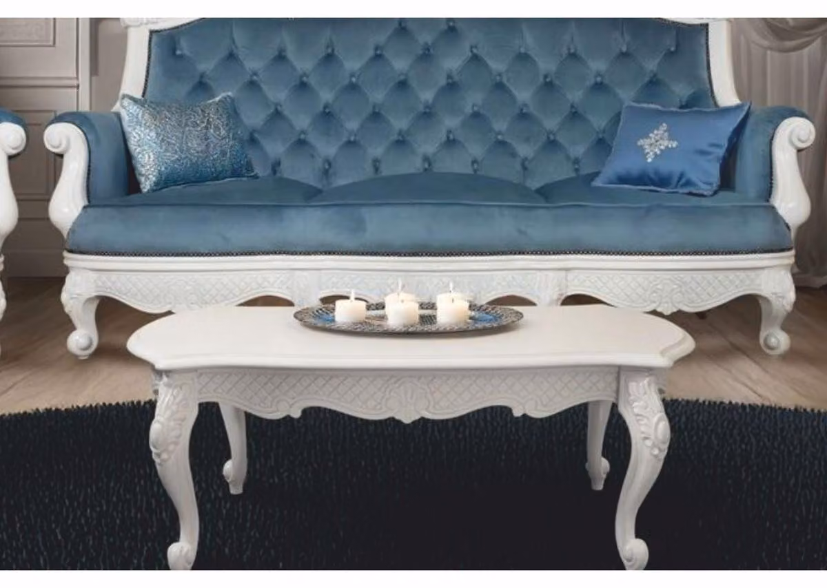 Casa Padrino tavolino barocco bianco 120 cm - Sontuosi mobili barocchi