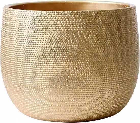 Vaso Ceramico per Piante Grande 25cm Giallo Oro - Piantine per Interno e Esterno Arredamento Esterno e Interno Decorazione di Casa - Design di Lusso