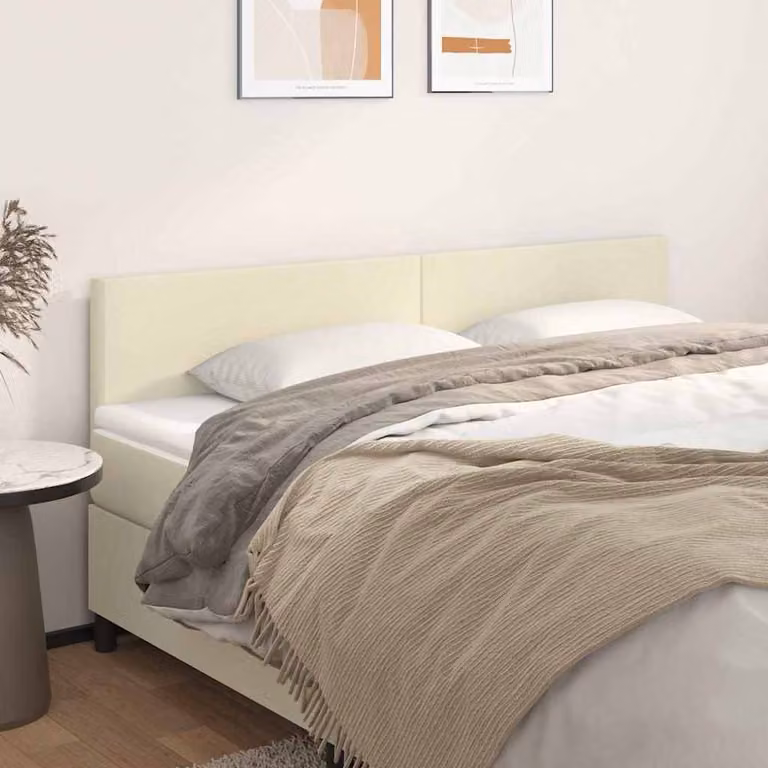 Testiera per letto vidaXL in similpelle beige con struttura in legno L: 160 cm, P: 5 cm, H: 78-88 cm