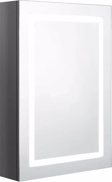 Armadietto da bagno a parete con specchio LED 50 x 13 x 70 cm 3 ripiani design contemporaneo in MDF grigio lucido 02_0046741